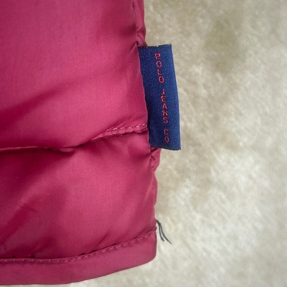 Vintage Polo Jeans Co Ralph Lauren Womens Small Burgundy Red Quilted Puffer Vest